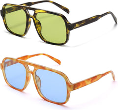 Hycredi Retro Aviator Sunglasses for Women Men, Trendy Square Shades, Vintage Classic Rectangle Sun Glasses