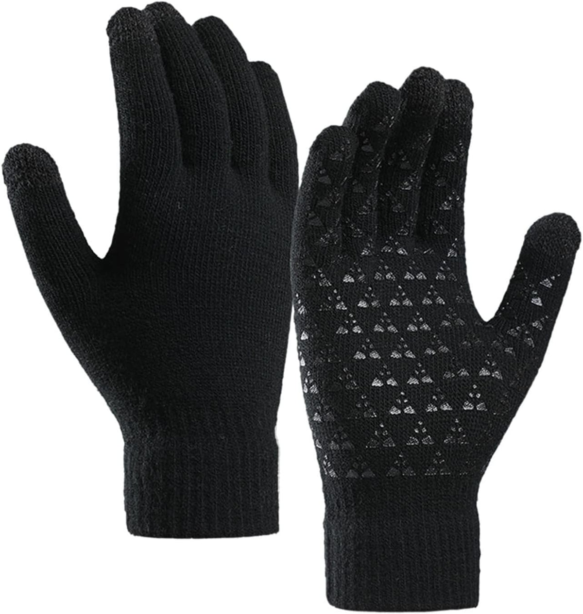 Winter Gloves Women, Knit Touch Screen Thermal Full Fingers Gloves Winter for Exercise Hiking Driving Running