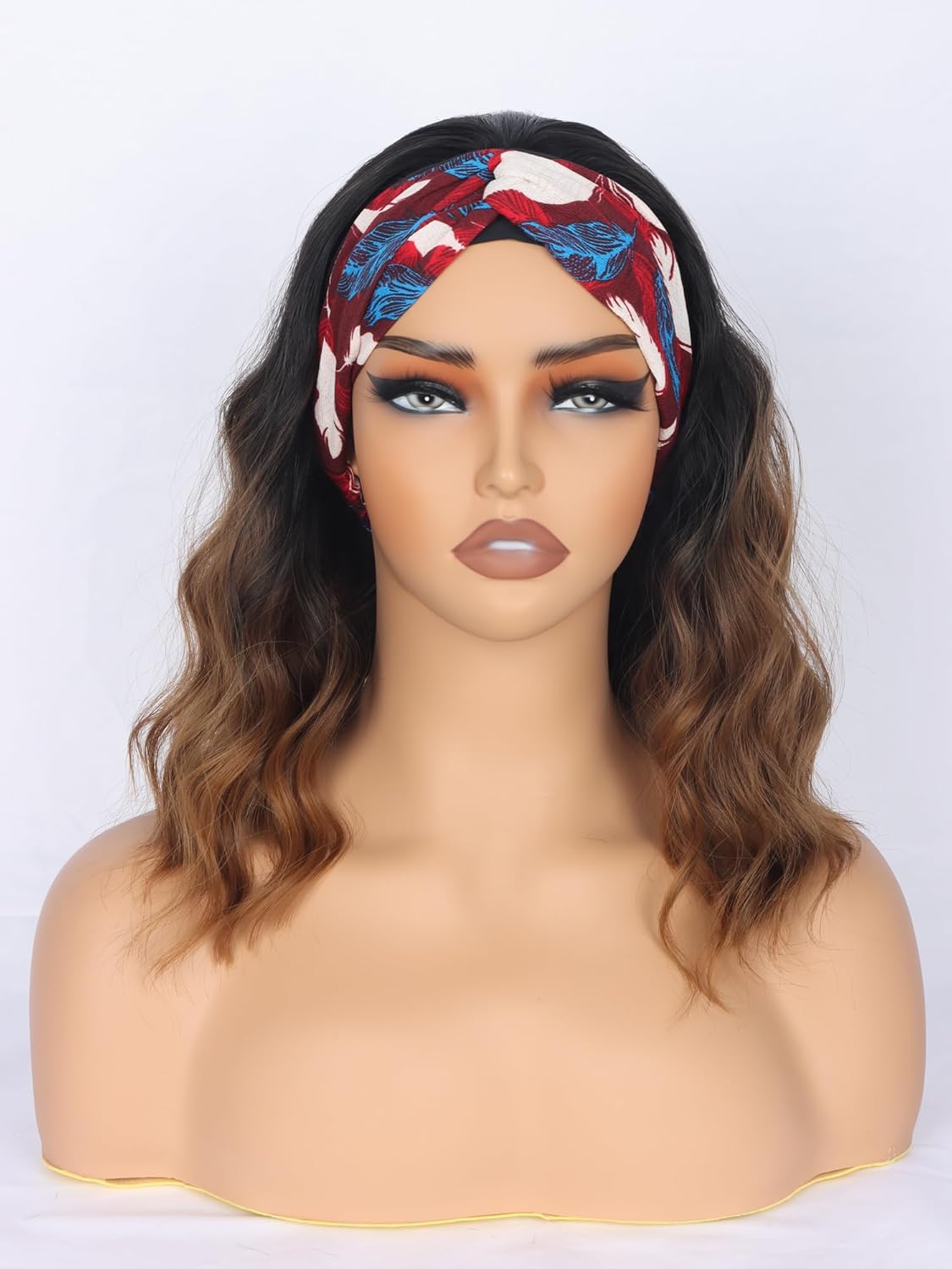 Silver Grey Wavy Headband Wig For Black Women Curly Half Wigs With Headband Attached Synthetic Wrap Wigs For Women(Gray)…