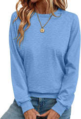 Crewneck Sweatshirts Women Long Sleeve Oversized Sweatshirt Fleece Lined Casual Pullover Tunic Tops Fall Sweaters