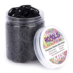 HOYOLS 3/4” Inches Black Hair Rubber Bands for Hair Ties Small Mini Elastics Bands Large Braiding Ponytail Holders for Baby Toddler Girls Kids No Damage 600pcs (M) Latex-Free