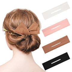 4 Pieces Deft Hair Bun Maker Doughnut Hair Bun French Hairstyle(Black, Khaki, White, Gray)