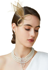 BABEYOND Fascinator Hair Clip for Women - Tea Party Kentucky Elegant Chic Mesh Feather Flower Bridal Wedding Headpiece