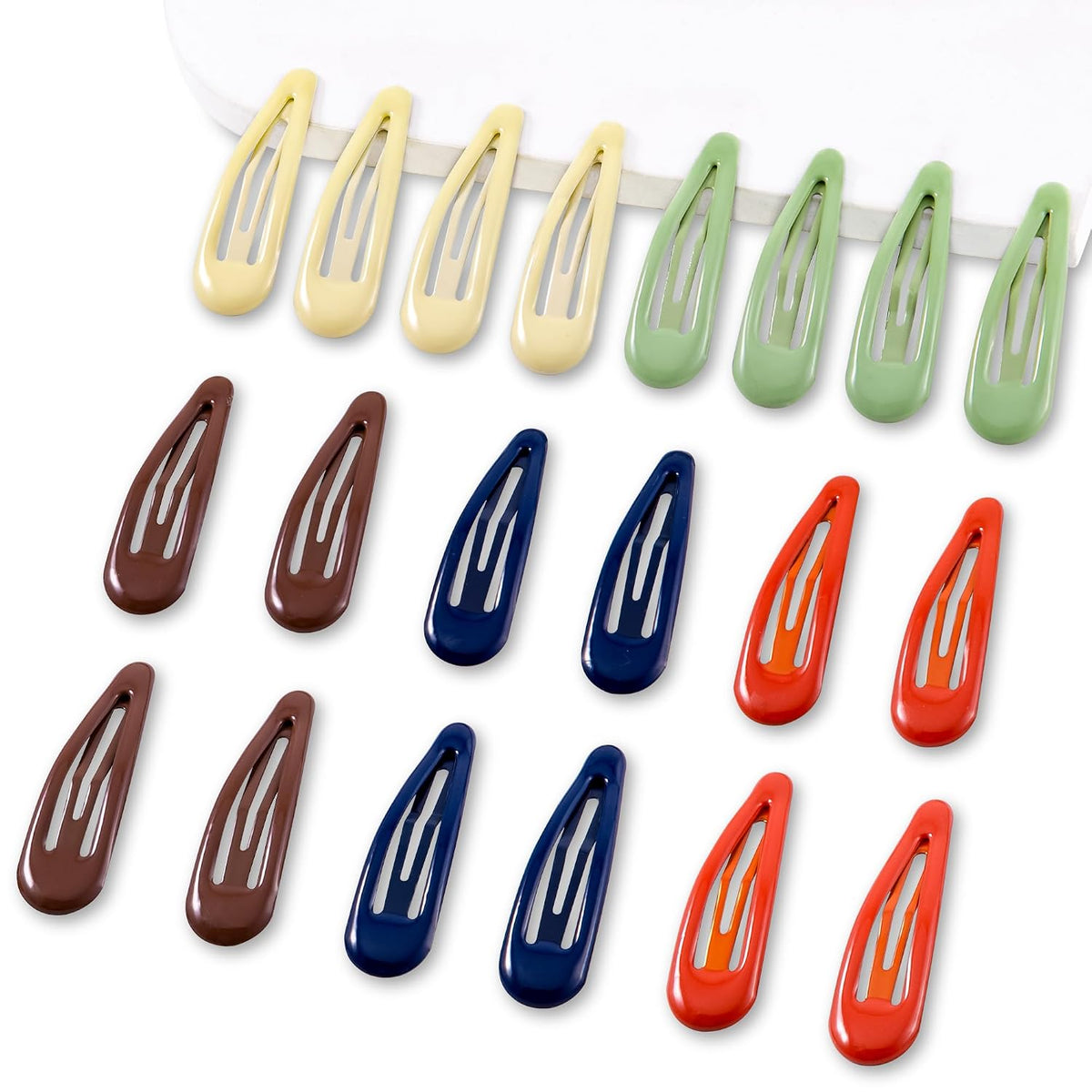20 PCS Metal Snap Hair Clips Water Drop No Slip Barrettes for Women Bright Small Hair Clips For Thick And Thin Fine Hair,Black Beige Brown,1.97 x 0.5 In.