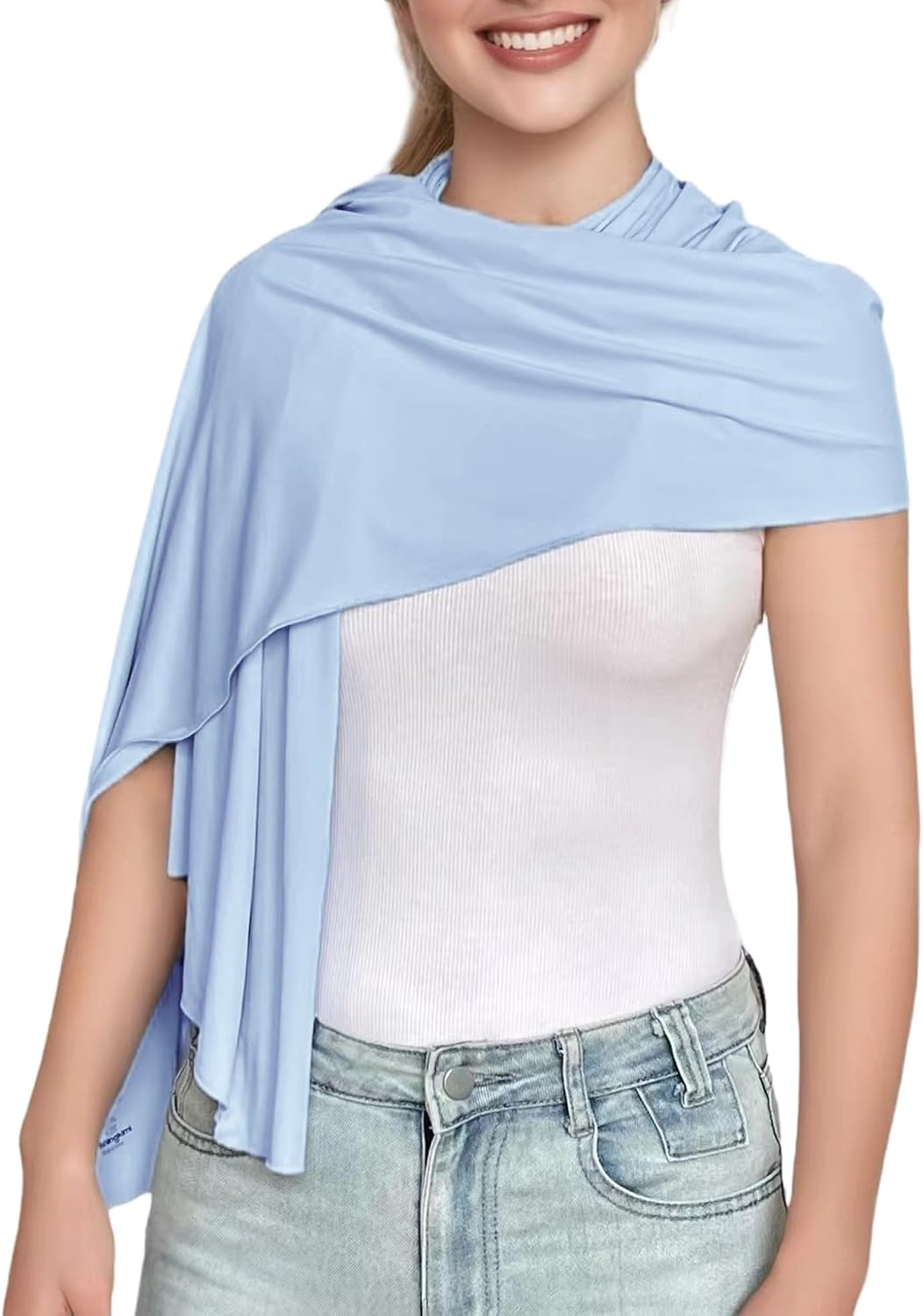 UPF 50+ Sun Protection Beach Wraps and Pashminas for Women Travel Scarf Blanket Outdoor Summer UV White Shawl