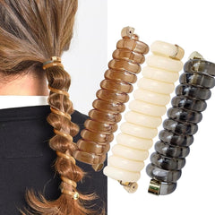 Spiral Hair Tie Braid Ponytail Band Stylish Phone Cord Hair Coils No Crease Ponytail Holders for Women Girls Long Curly Pony Tail