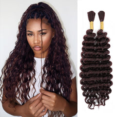 Human Braiding Hair Mix Synthetic Boho Hair for Braiding, 20 Inch Deep Wave Bulk for Boho Braids 2 Pcs Curly Bohemian Wet and Wavy Braiding Hair(1B, 20 Inch)