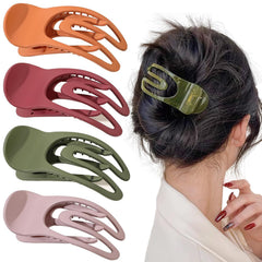 4 PCS French Concord Flat Hair Clips for Women, 3.54 Inch Curved Hair Claw Clips Alligator Hair Barrettes Volume No Slip Grip Strong Hold Banana Hair Clamps Jaw Clips Styling Hair Accessories