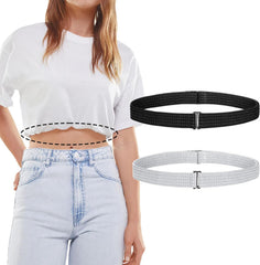 2 Pack Crop Shirt Tuck Band for Women,Adjustable Elastic Tucky Waist Belt for Tucking Sweater Top