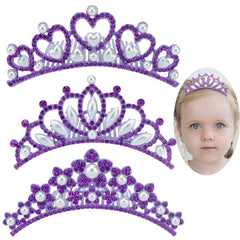 ANBALA Small Tiara Crown with Hair Comb, 3 Pack Mini Tiara Crown Princess Crystal Shiny Hair Accessories for 2 3 4 5 6 7 8 9 Years Girls Hair Dectoration Styling Cute Hair Accessories (3 Styles)