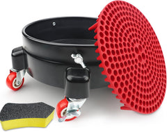 2025 Upgraded Foldable Car Wash Bucket Dolly 5 Gallon with Wheels,360°Rolling Car Wash Buckets Dolly for Washing, Waxing, Removable Bucket Mover,Fits 3.5–5 Gallon Buckets,Supports Up to 265 lbs