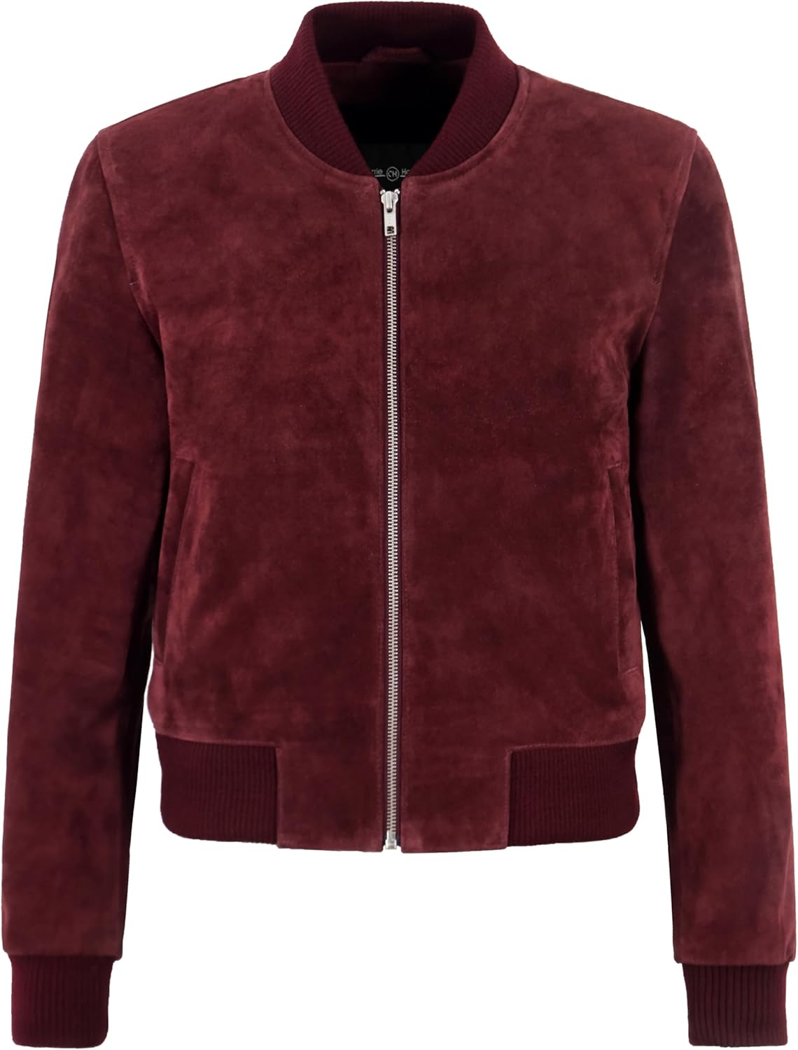 Women's Bomber Burgundy Suede Real Leather Jacket Short Body Fitted Style Jacket 6287