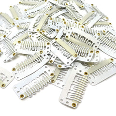 Honbay 50PCS 6-Teeth U-Shape Snap Clips for Hair Extensions - 3.3cm/1.3inch (Black)