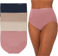ELLEN TRACY Women’s Full Brief Panties Breathable Seamless Underwear 4-Pack Multipack (Regular & Plus Size)