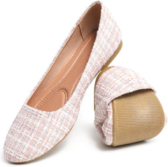 HEAWISH Women’s Round Toe Flats Shoes Ballet Flats Dressy Comfortable White Green Flats for Women