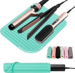 Quccefods Heat Resistant Mat Large Silicone Hot Hair Tools Holder for Curling Irons Flat Iron Hair Straightener Mat Portable Vanity Pad Accessories/Organizer
