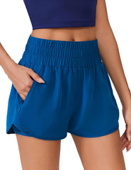 PINSPARK Running Shorts for Women Quick Dry High Waisted Athletic Short 2 in 1 Workout Gym Shorts with Zipper Pockets