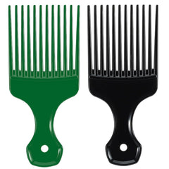 SIMPOR 2 Pcs Hair Pick Comb Wide Tooth Lift for Hair Styling Detangling Plastic Afro Pick for Women Men (Purple, Black)