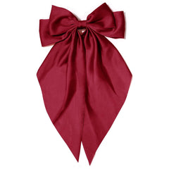 Big Red Silky Satin Hair Bows for Women - Long Tail Cute Hair Ribbons, Coquette Barrettes for Girls