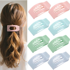 8 Pack Flat Hair Clips for Women – Glossy Neutral No-Slip Flat Claw Clips for Thick & Thin Hair, Large Strong Hold Square Rectangle Hair Accessories for Work & Stylish Fall Outfits