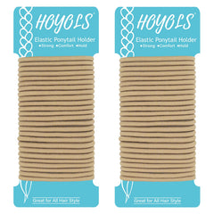 Hoyols Ponytail Holders, No Metal Braided Hair Bands Elastic Thick Tie for Women Thick Fine Curly Hair gomas para el pelo 50 Count 4mm (White)