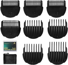 Hair Clipper Guards Guides 8pcs 0.02inch to 0.5Inch(0.5mm-12mm) Fits For Manspot Body Trimmer,Meridian Ball Trimmer Clipper Guard,8 Pack Black