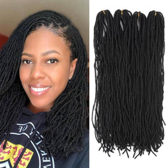 Fuax Locs Crochet Hair Super Lightweight Micro Locs 4 Pack Sister Locks Crochet Hair Synthetic braids Hair Extensions (1B, 18 Inch)