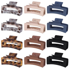 12 Pack 3.5 Inch Matte Square Hair Claw Clips for Women, Strong Hold Neutral Claws for Thick Thin Hair (Light Colors)