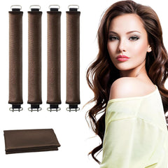 Heatless Curls Overnight, Heatless Hair Curlers to Sleep in Hair Rollers for Women No Heat Flexi Overnight Blowout Rods Soft Curling Rods for Long Hair Styling Tools - 5Pcs Brown
