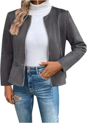 Women's Faux Suade Jackets Zip Up Open Front Cardigan Outwear Long Sleeve Fashion Fall Outfits Moto Biker Short Coats