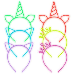 ZIRICHER 6 Colors Cat Headbands Glow in the Dark,Plastic Light Up Hair Band Luminous Headband For Girls Christmas,Happy New Year,Birthday Party