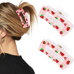 2Pcs Cherry Claw Clips for Women, Cute Unique Fruit Hair Clips for Cherry-Themed Gifts Hair Accessories