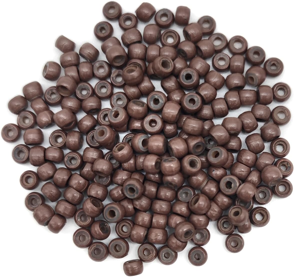 Medsuo 200pcs Silicone Lined Nano Rings Beads Links for Nano Tip Hair Extensions Nano Beads 3.0mm(OD) 1.0mm(ID) 2.0mm(L) 5 Color Optional - Brown