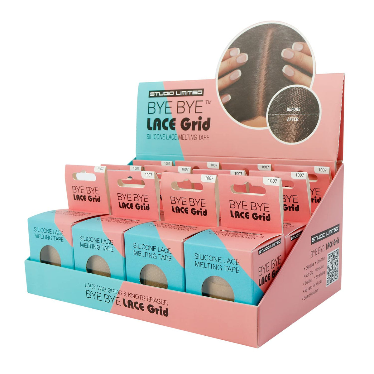 STUDIO LIMITED Fake Scalp Tape Lace Wig Grids and Knots Eraser Silicone Melting Tape, Bye Bye Lace Grid HD Natural Hide Cover Skinlike Durable Breathable Reusable Ultra-Thin Non-Slip Tape (Natural)