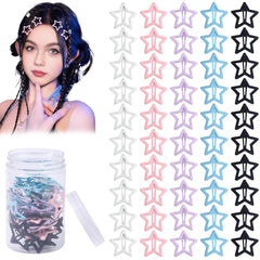 Star Hair Accessories - 50Pcs Colorful Metal Non-Slip Snap Hair Clips and Barrettes for Girls and Women