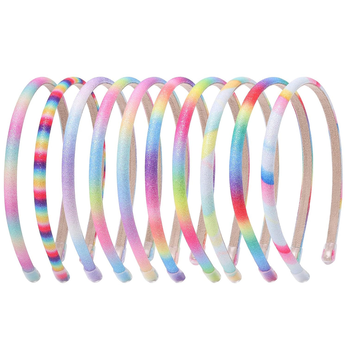 Fishdown Thin Glitter Headbands 6 Pack, Including Gold, Silver, Rose Red, Pink, Blue, Light Blue for Girls and Women, Non-slip Upgraded Sequin Headband with Soft Fabric Cover