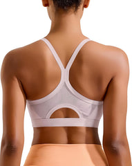 RUNNING GIRL Sports Bra for Women,Y Back Molded Cup Medium Impact Sports Bras for Women with Sewn in Pads