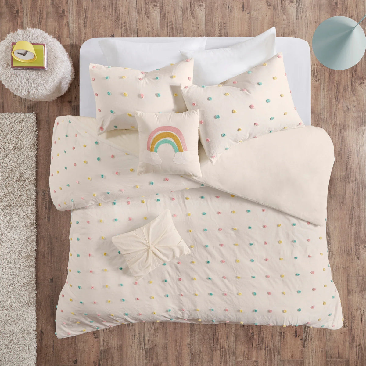 Intelligent Design Kids Callie Cotton Jacquard Pom Pom Duvet Cover Set