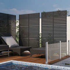 Outdoor 76''H Metal Privacy Screen Panel Free Standing