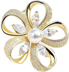 2-in-1 Pearl Brooch & Scarf Clip Set – Elegant Rhinestone Flower/Wreath Pins for Women, Multiuse Fashion Accessory for Coats, Dresses, Scarves