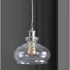 JONATHAN Y Kurtz 9.5" Pharmacy Metal/Glass LED Pendant, Chrome