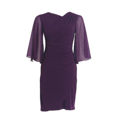 Connected Apparel Cowlneck Cape-Sleeve Sheath Dress
