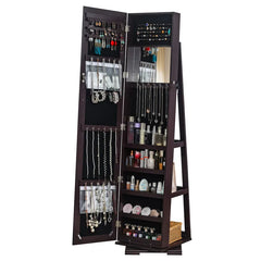 Brown Mirror Storage Cabinet 5 Tiers Rotatable Wooden Painted