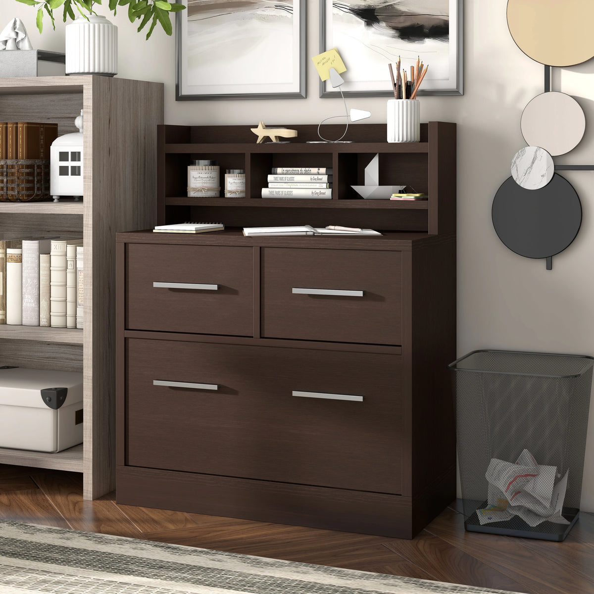 Greene Transitional 3-Drawer Wood File Cabinet Work Station by Porch & Den