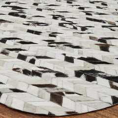Pelle Leather Mosaic Chevron Abstract-Edged Area Rug