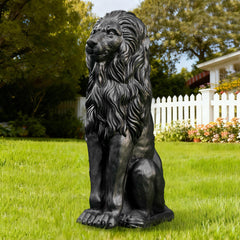 Glitzhome 36.25"H Oversized MGO Bronze/White/Black Guardian Sitting Lion Garden Statue