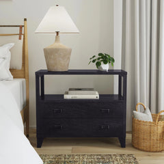 Handmade Wood 2-Drawer Nightstand with Open Shelf by East at Main