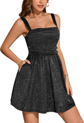 BeryLove Women Sequin Homecoming Dress Cocktail Sleeveless Sparkly Tie Party Mini Formal Dresses