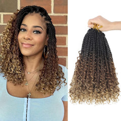 Goddess Bohemian Box Braids Crochet Hair - 14 Inch Curly Ends, 8 Packs Synthetic Braiding Hair Extensions for Black Women (14 Inch, 1B)
