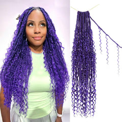 Boho Faux Locs Crochet Hair 30 Inch Goddess Locs 8 Packs Boho Soft Locs Crochet Hair with Curly Ends Pre-looped Long Bohemian River Locs Crochet Hair for Black Women(30Inch, 1B)